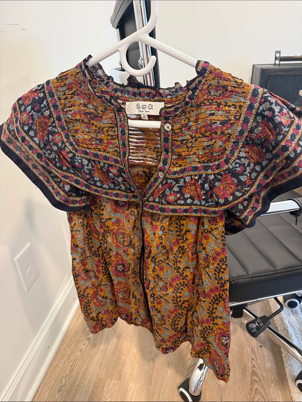 Sea New York Mustard and Navy Floral Yoke Blouse